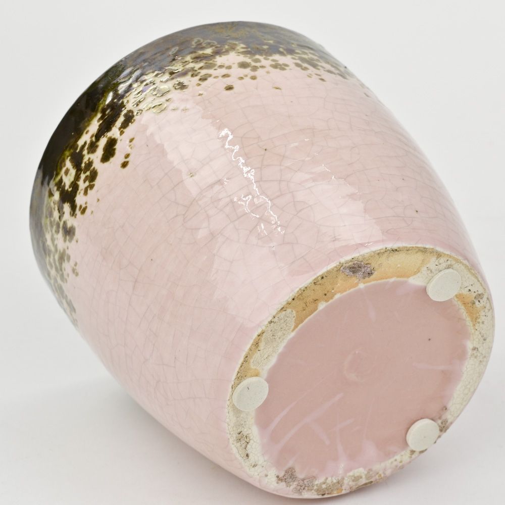 Shabby Chic Ceramic Pot - Electroplate Copper & Pink