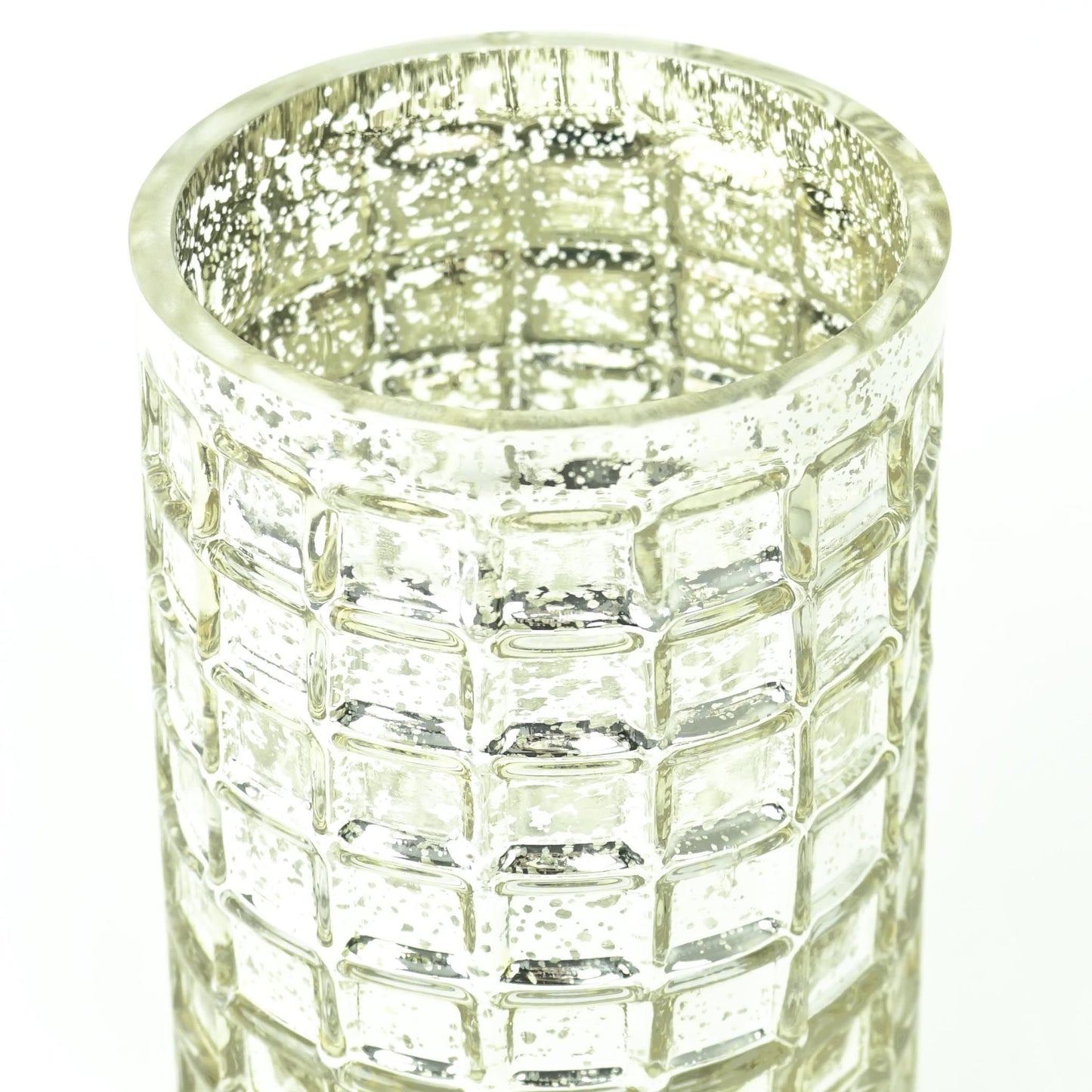 7" Mosaic Glass Cylinder Vase - Mercury