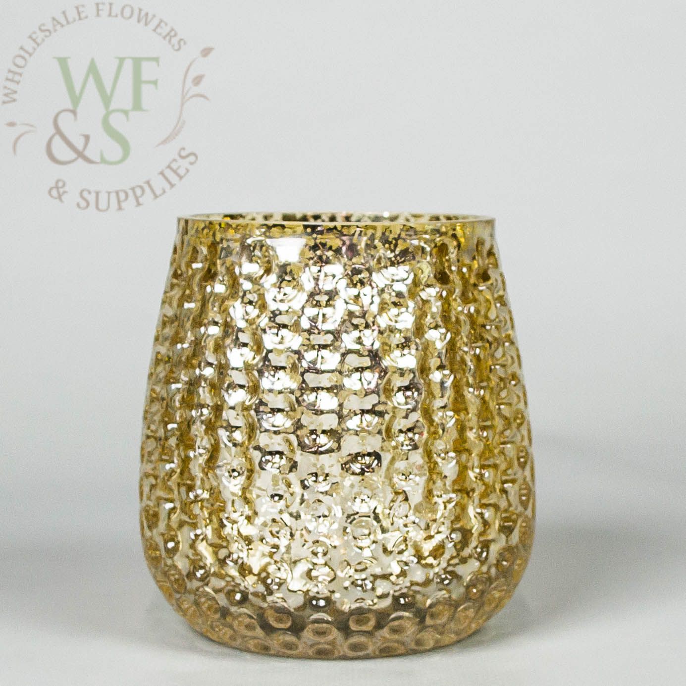 Champagne Mercury Glass Bubbled Vase Candle Holder