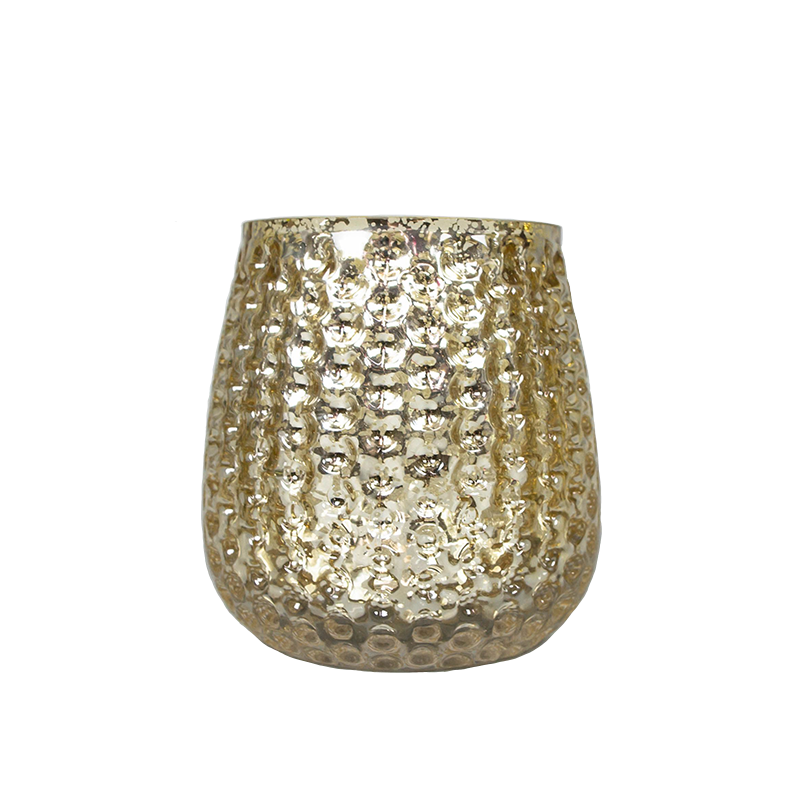 Champagne Mercury Glass Bubbled Vase Candle Holder