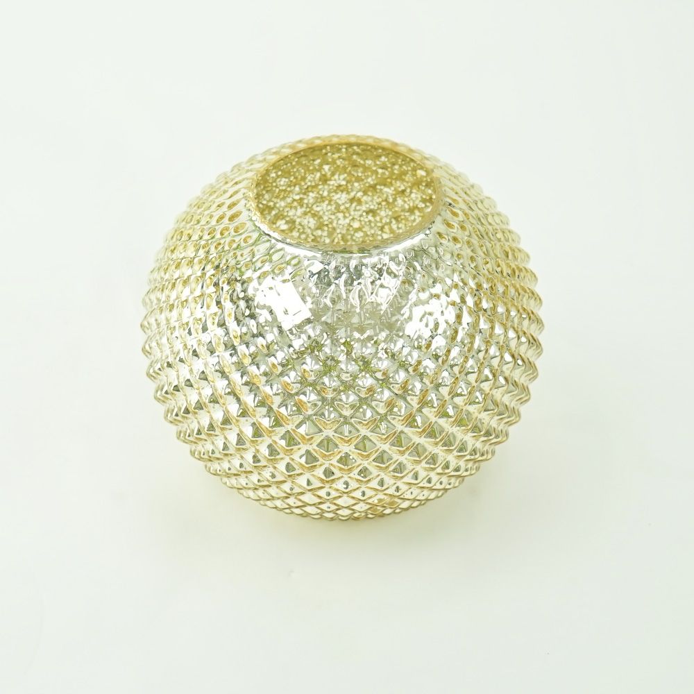 Hobnail Gold Mercury Glass Ball Vase