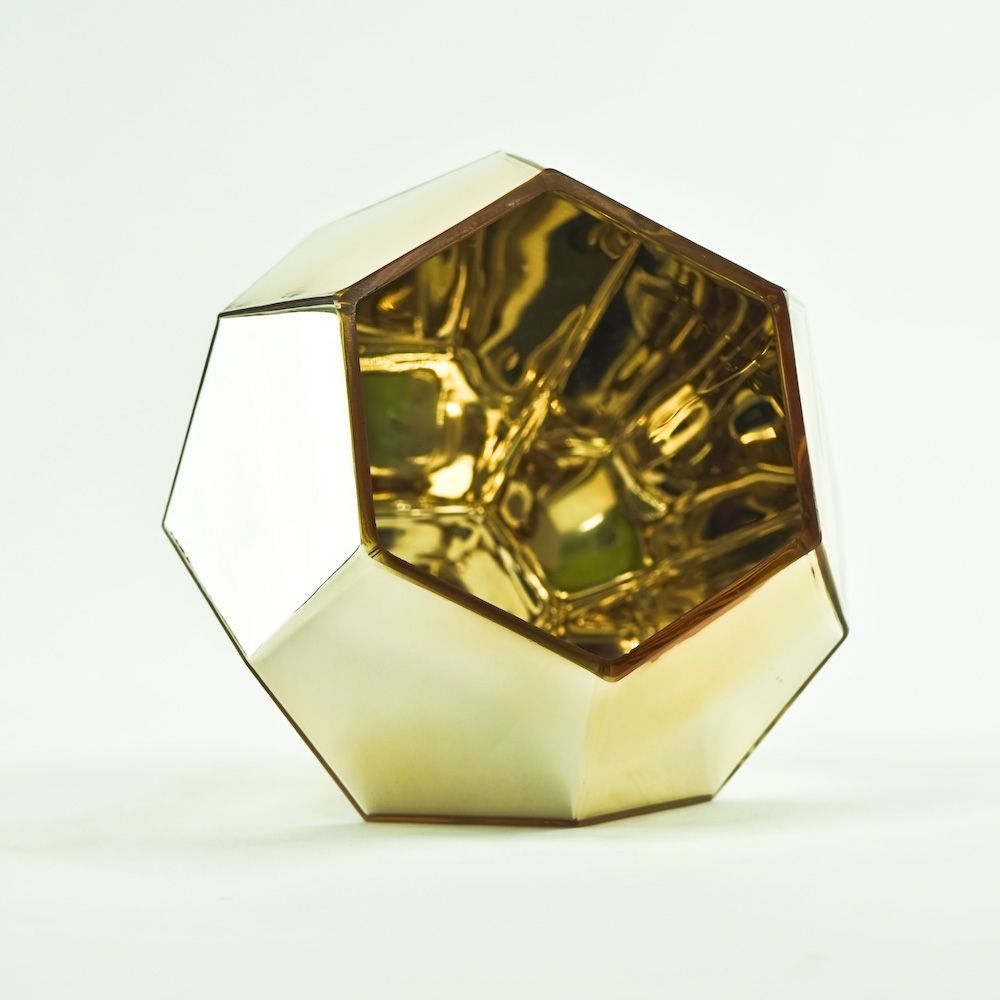 Gold 8 Inch Geometric Glass Vase
