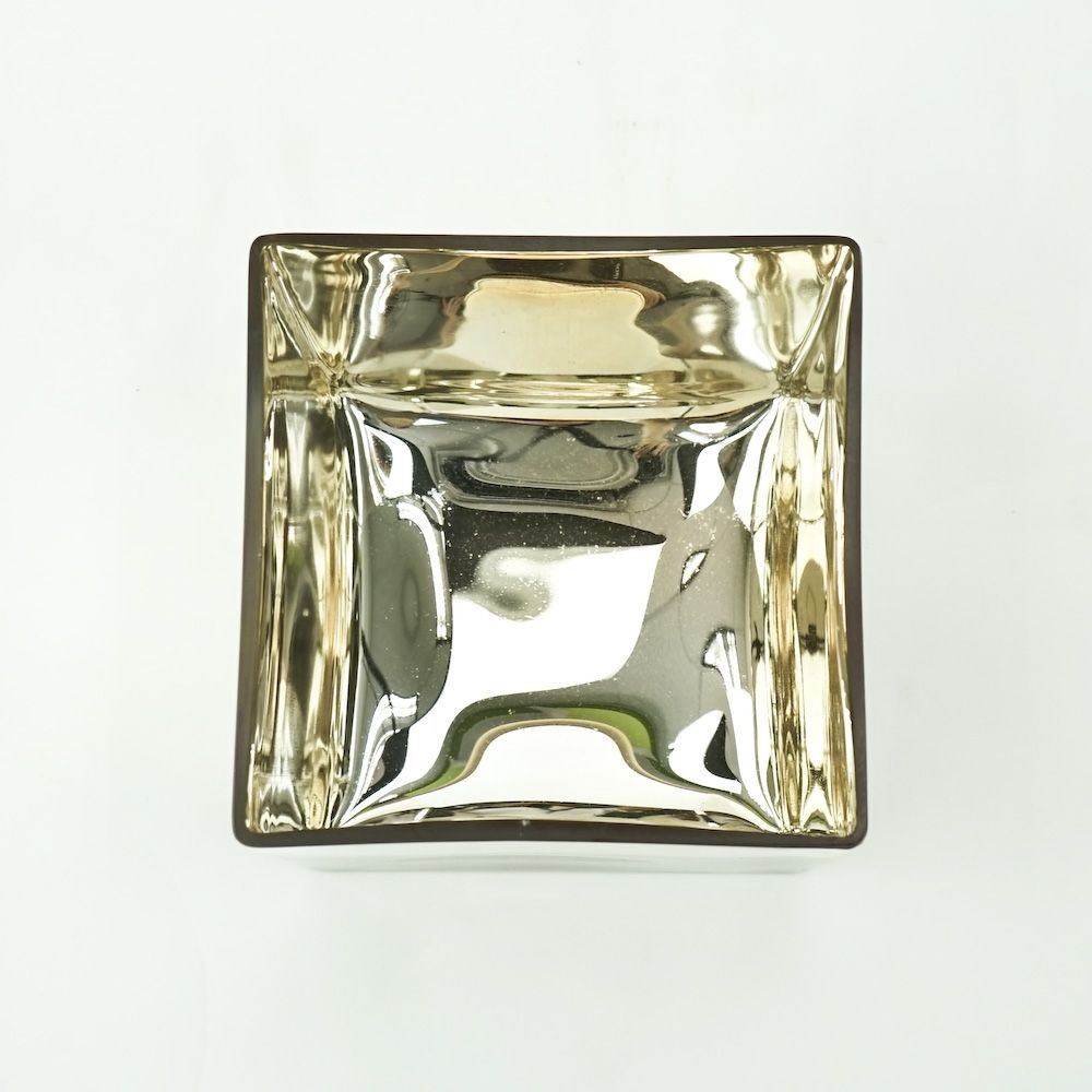 Large Cube Glass Vase - Gold