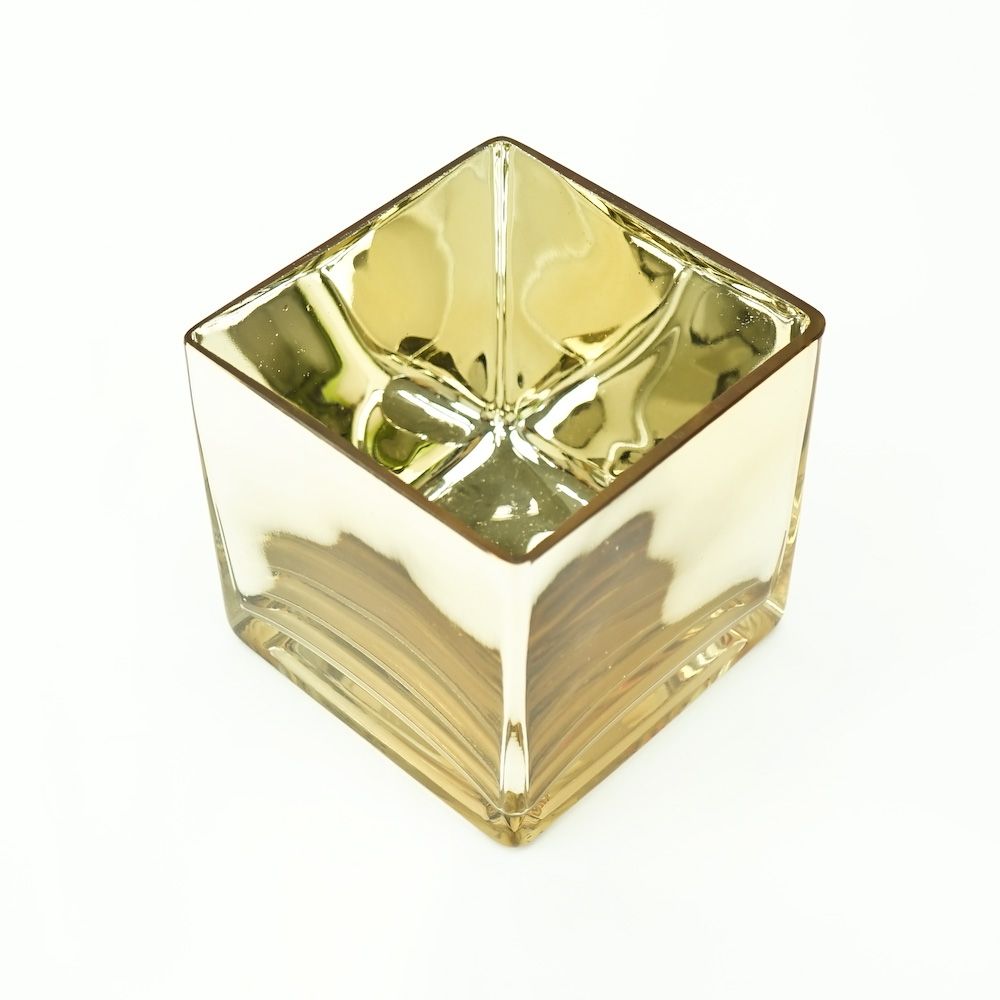 4.5 inch Square Glass Vase - Gold