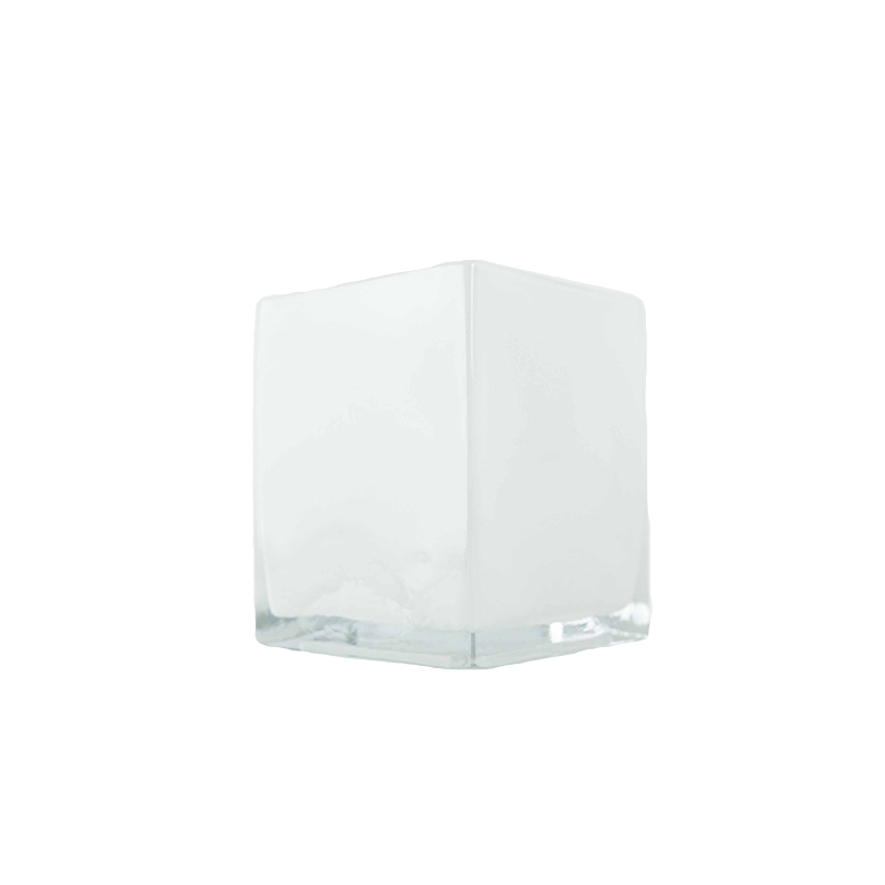 5" Glass Cube Vase in White