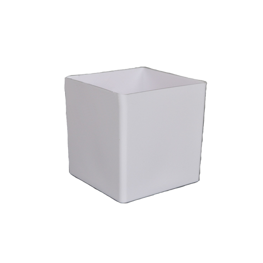 5" Plastic Cube Flower Vase - White