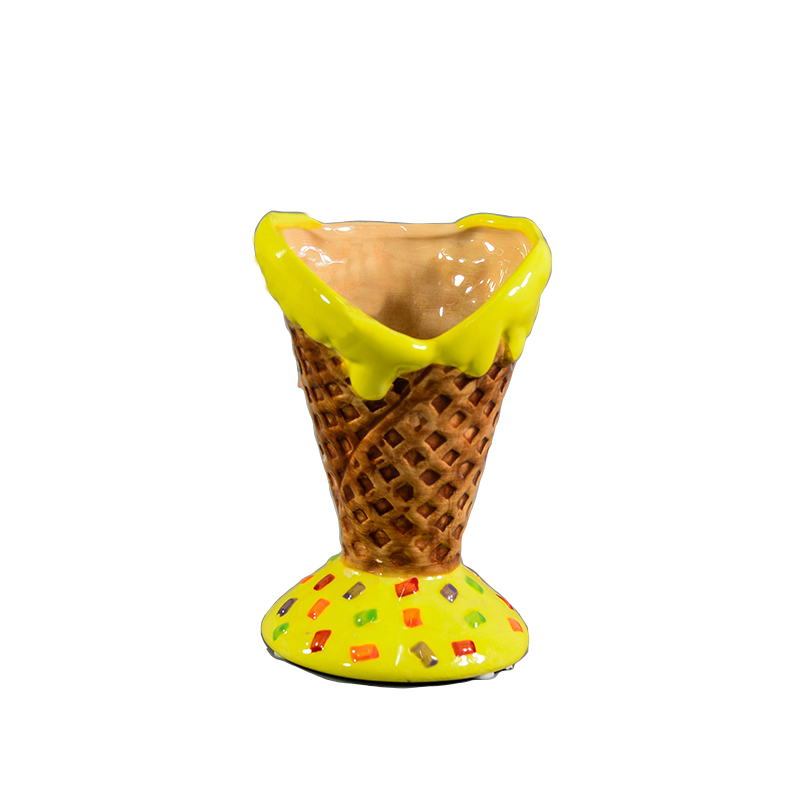 Ice Cream Cone Ceramic Vase in Yellow