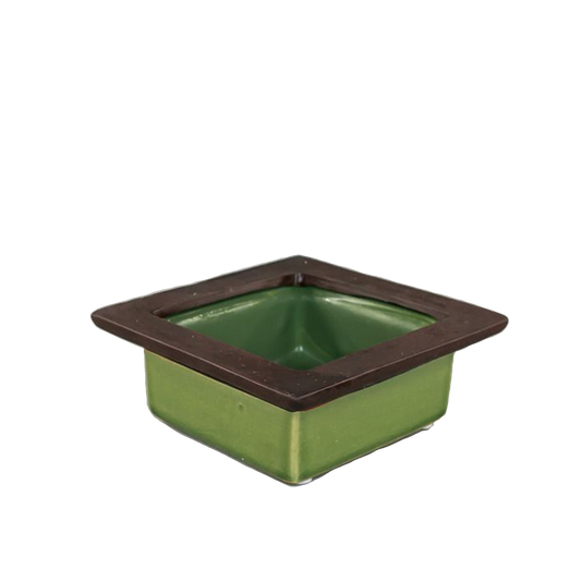 Green and Brown Square Stacking Ceramic Container Small