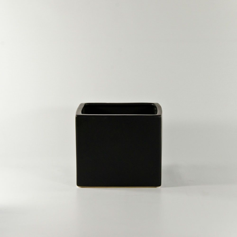 6" Ceramic Cube - Matte Black
