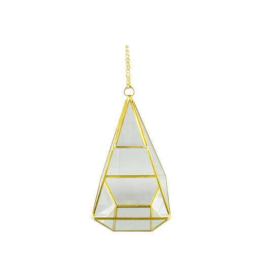 Drop Shaped Geometric Gold Framed Terrarium Candle Holder