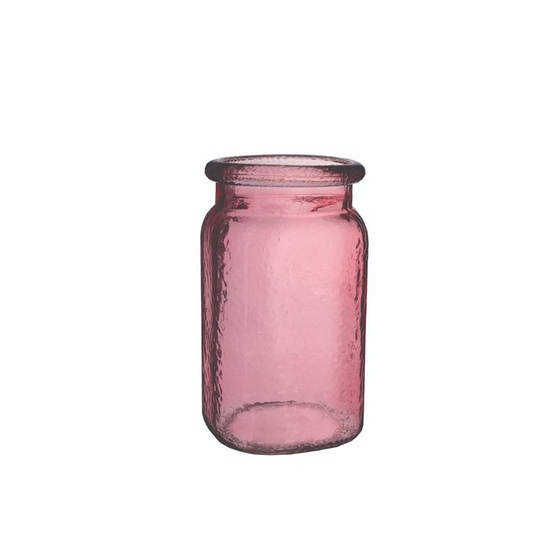 6 1/2" Hammered Jar Pink