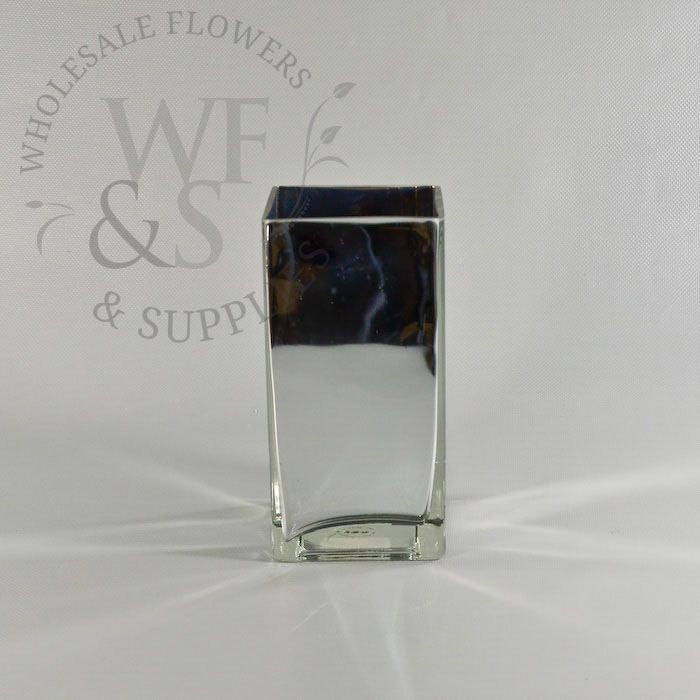 Mirrored Glass Square Tall Vase 8" x 4" x 4"