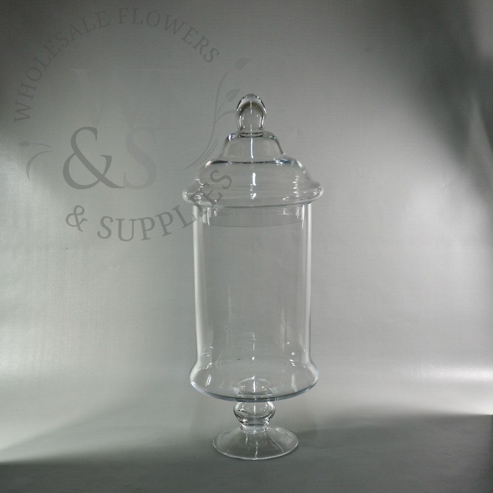 Glass Cylinder Candy Vases with Lids 15" H