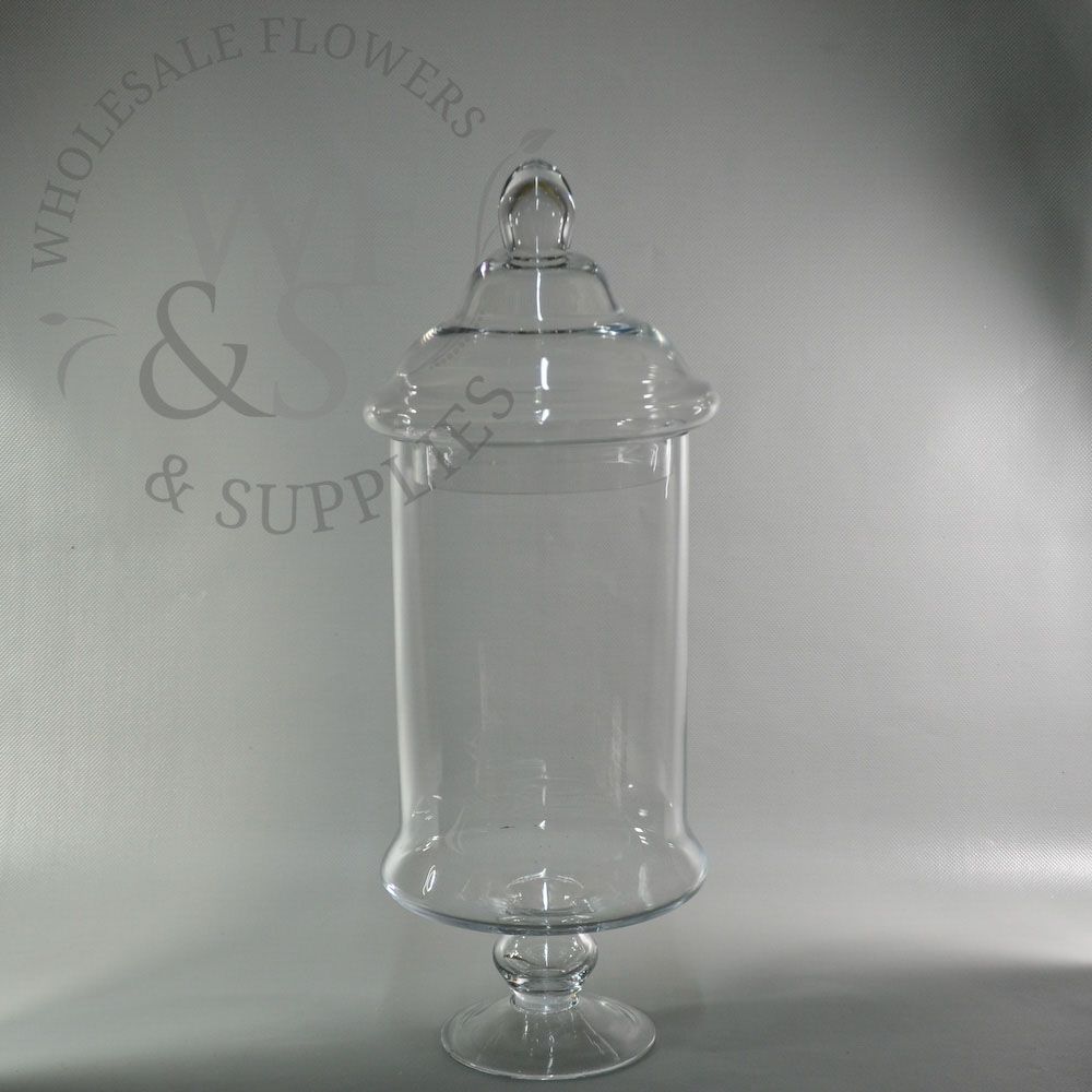 19" Glass Candy Jar Vase with Lid