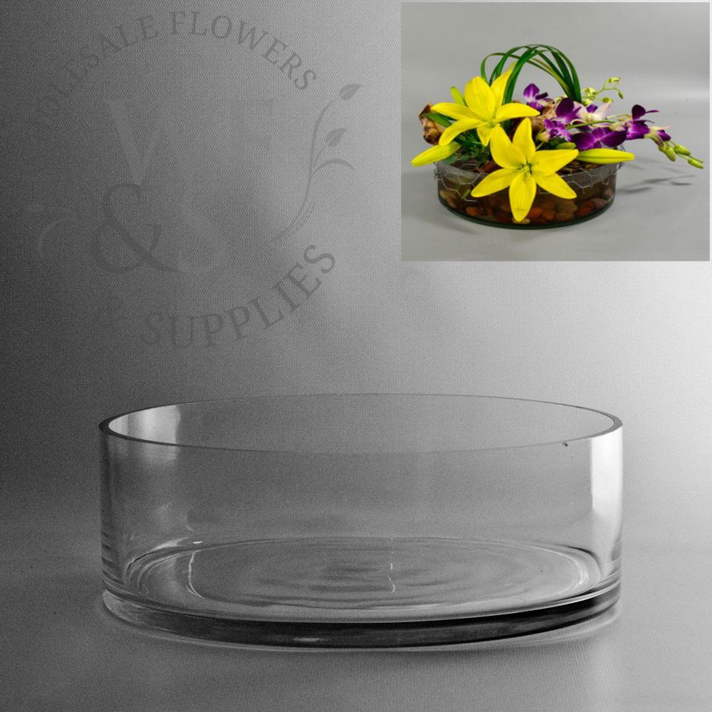 Round Dish Garden Glass Vase 12-inches wide