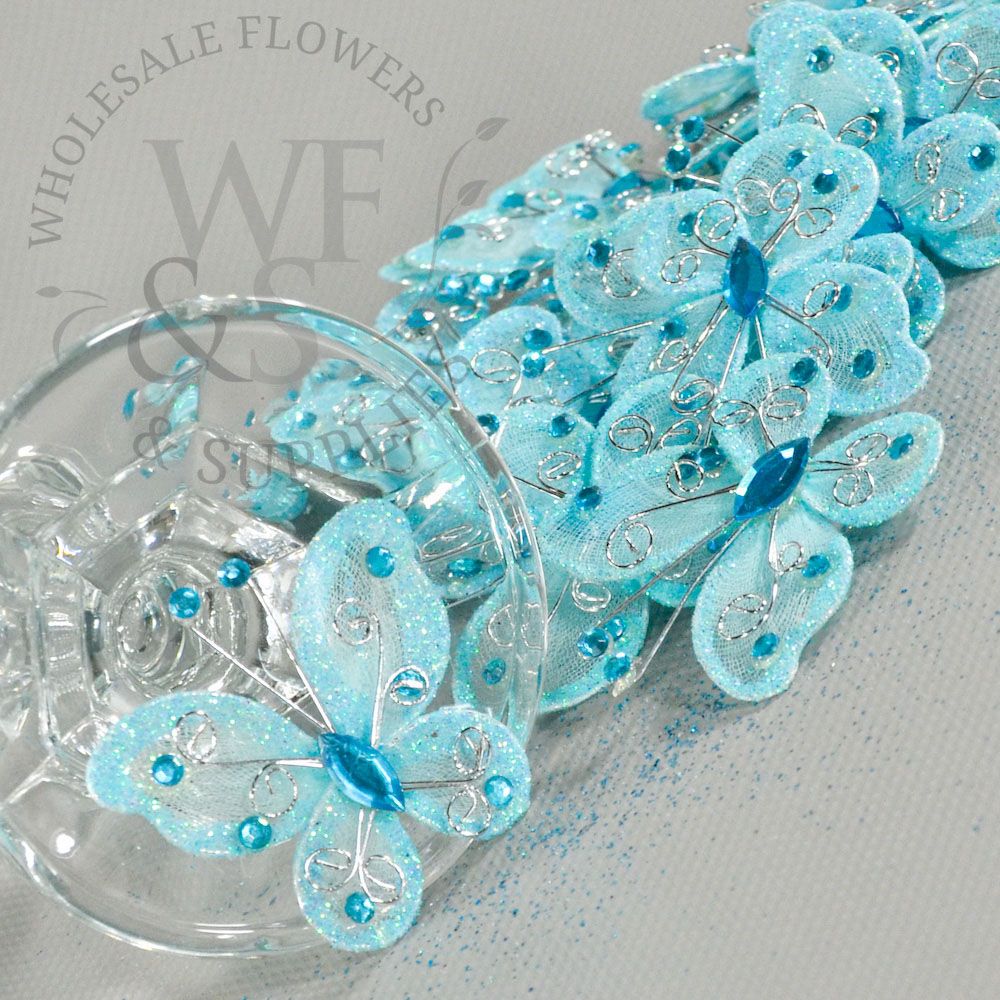 Decorative Glitter Butterflies for Flower Arrangements 20-Pack