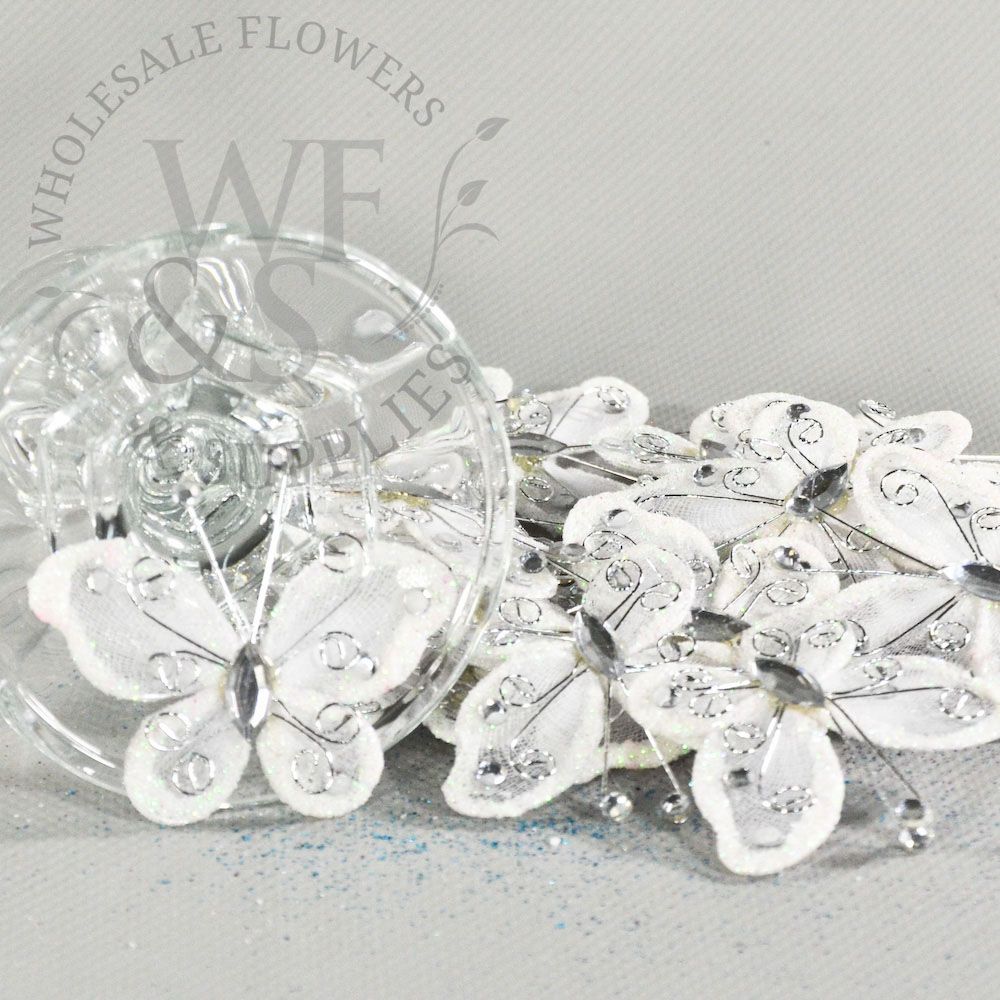 Decorative Glitter Butterflies for Flower Arrangements 20-Pack