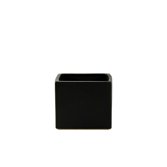 6" Ceramic cube Vase in White, Black