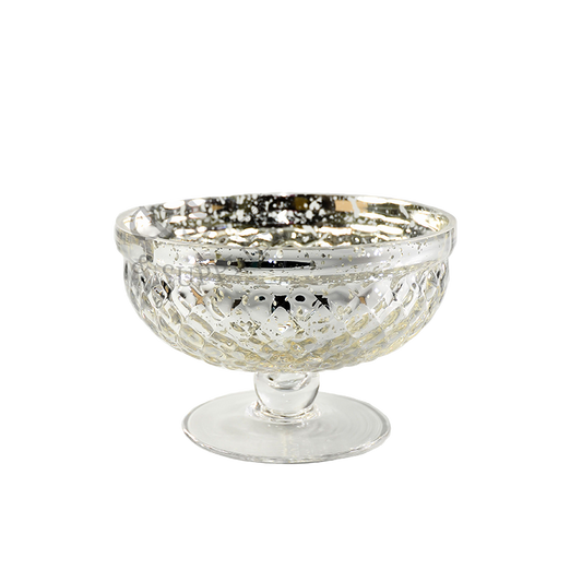 6" Mercury Glass Plated Pedestal Bowl
