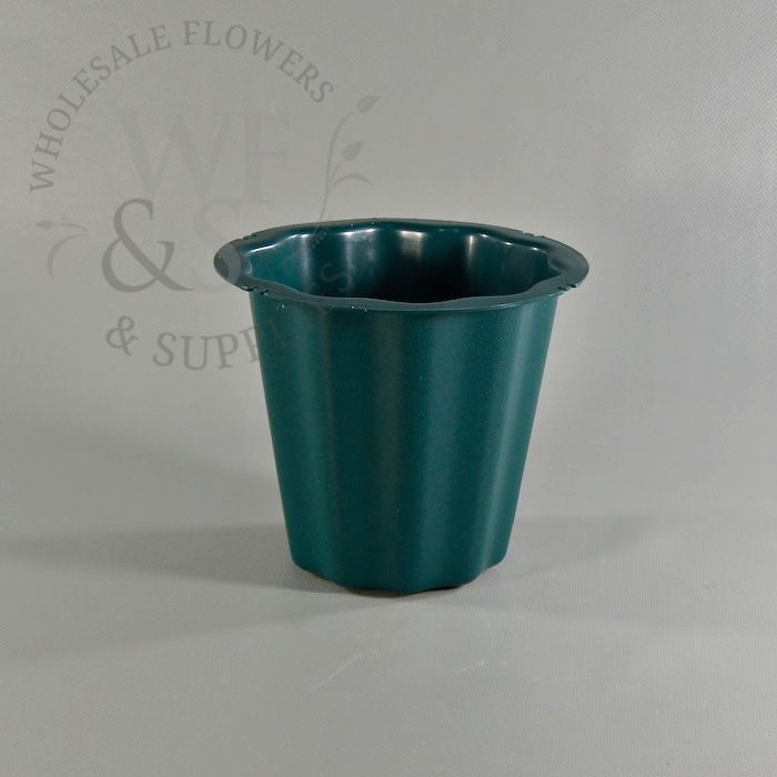 Green Floral Container 6.5" tall