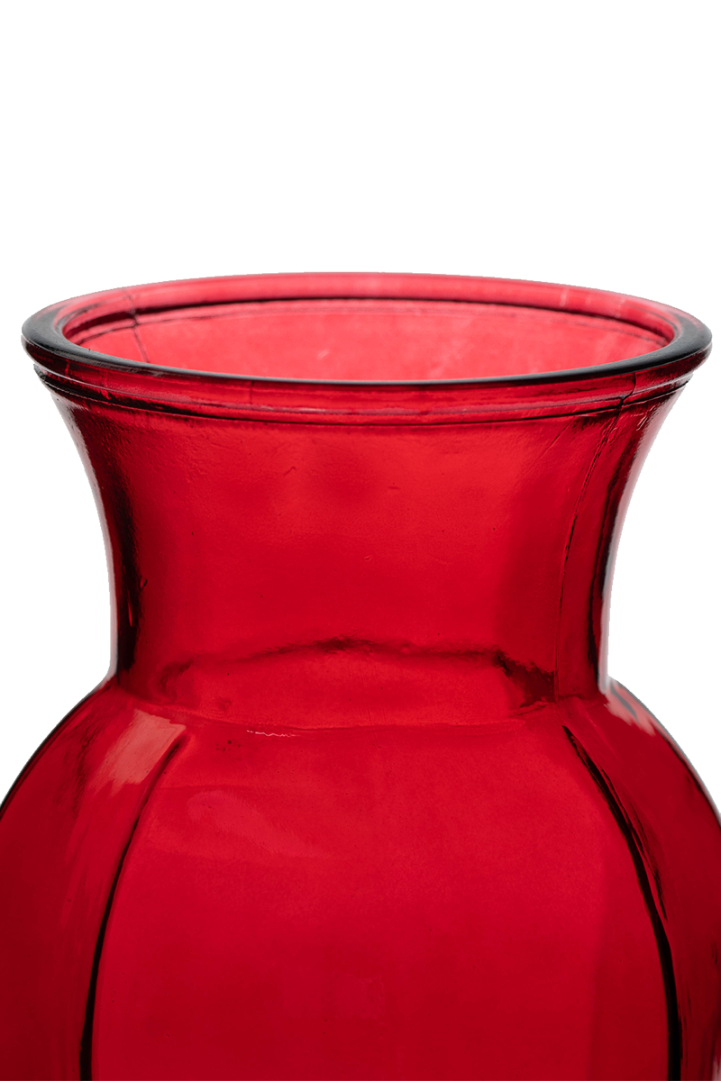9" Classic Red Urn Glass Vase