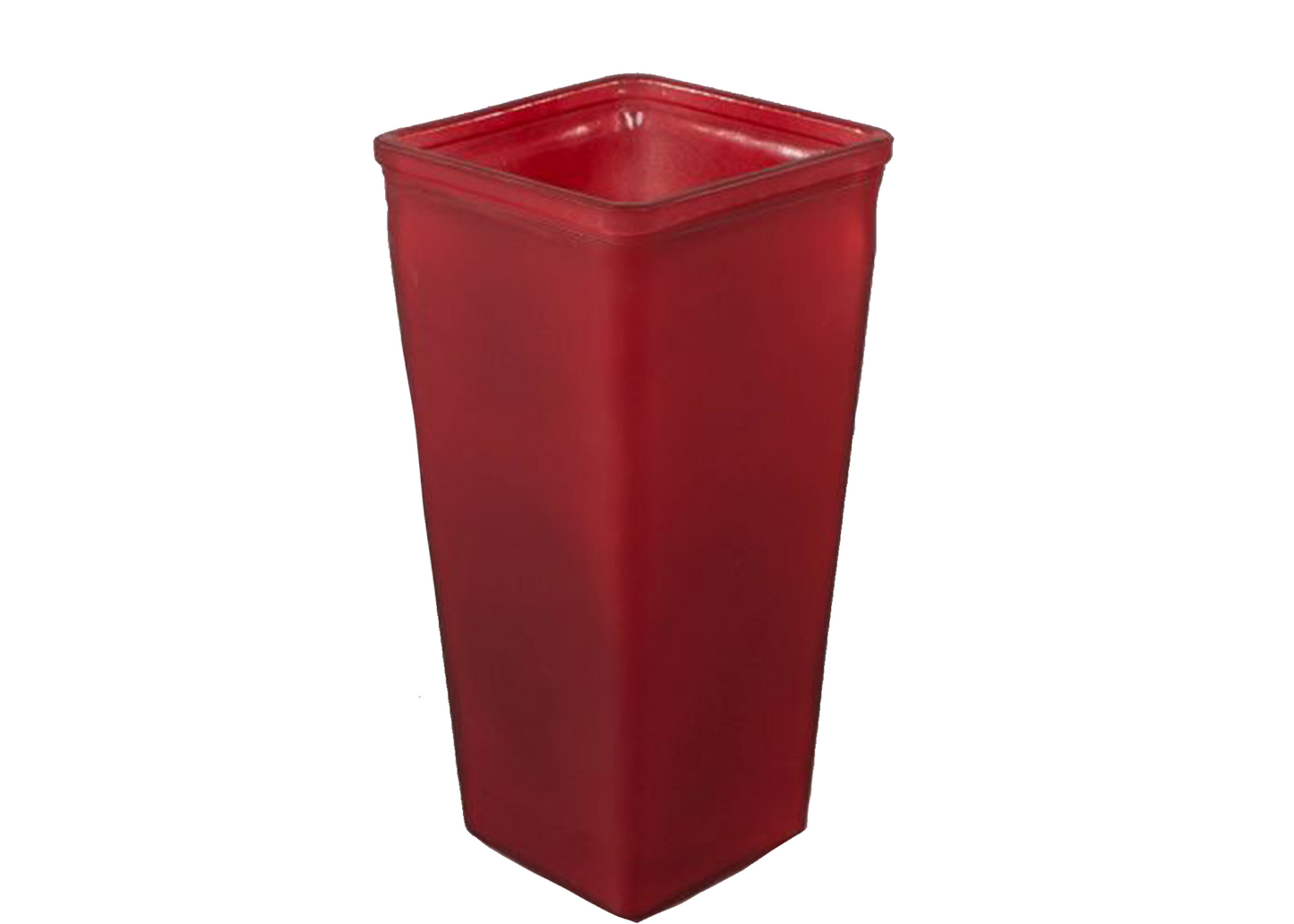 Red Frosted Glass Vases Rectangular