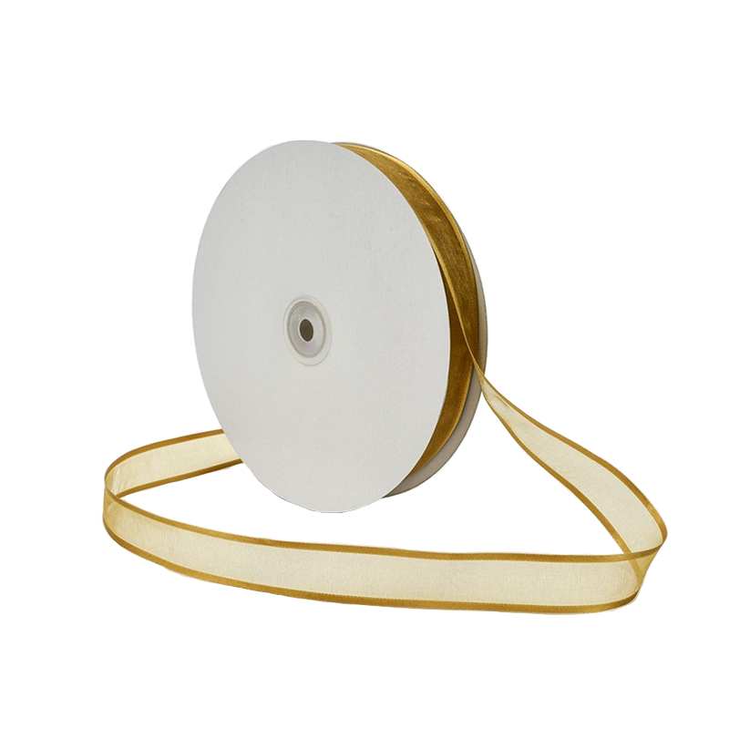 7/8in Satin Edged Sheer Ribbon Gold 100Y