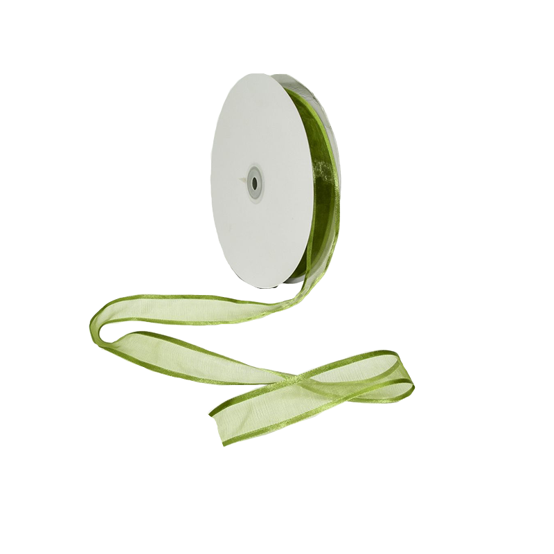 7/8in Satin Edged Sheer Ribbon Willow Green 100 Yards