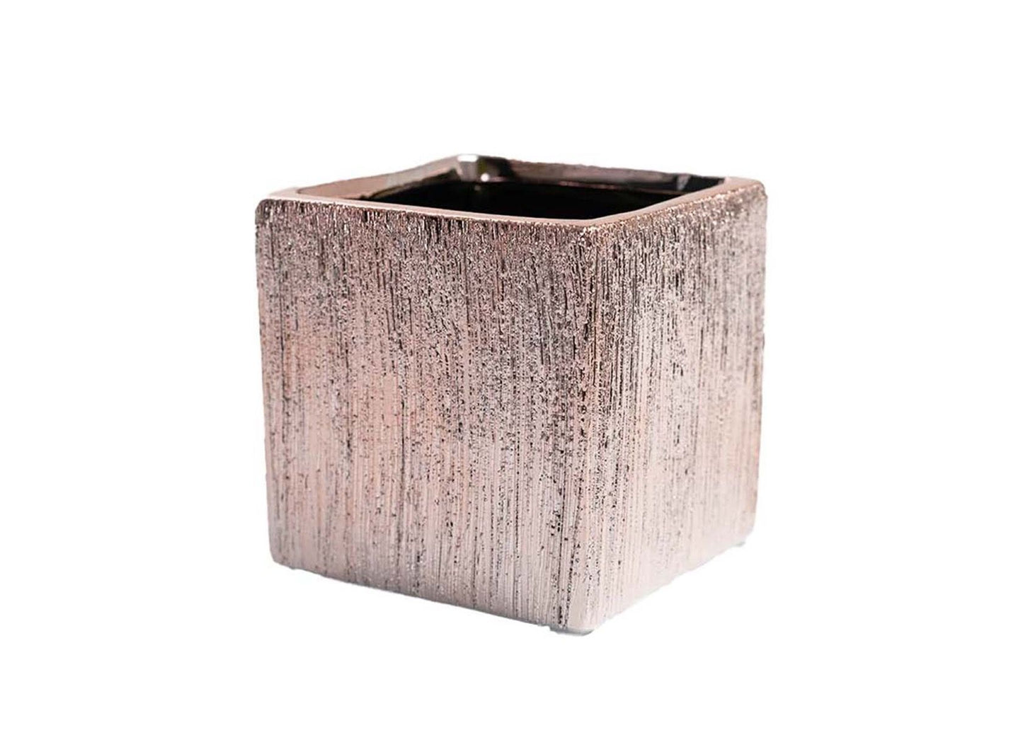 3" Etched Ceramic Cube Vase - Gold, Rose Gold, Silver