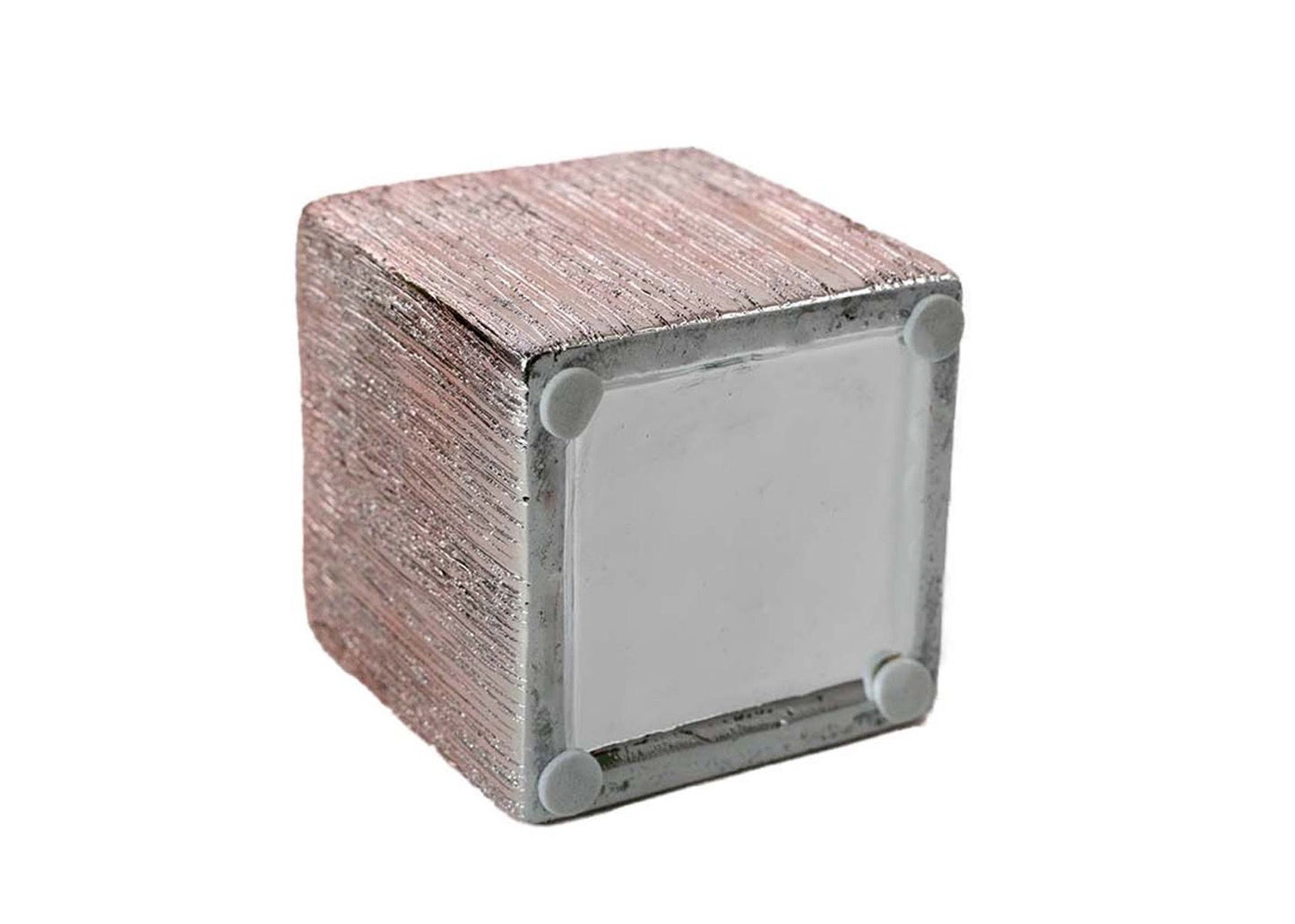 Etched Ceramic Cube Vase in Pink