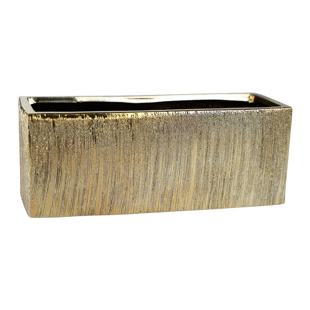 10" Gold Etched Rectangle Ceramic Planter