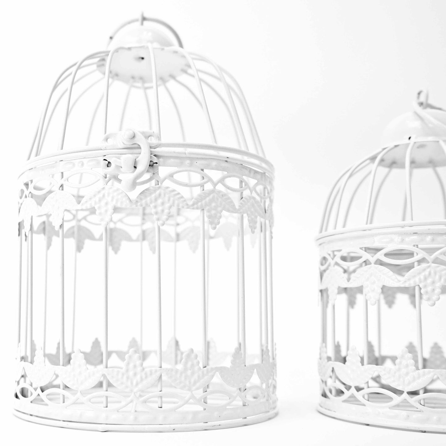 Set of Two Hanging Birdcages - White