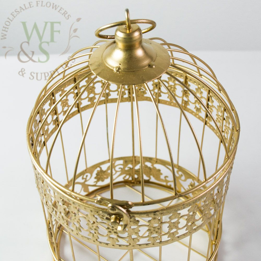 13" Decorative Hanging Birdcage - Gold