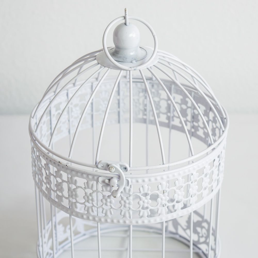 13" Hanging Birdcage - White