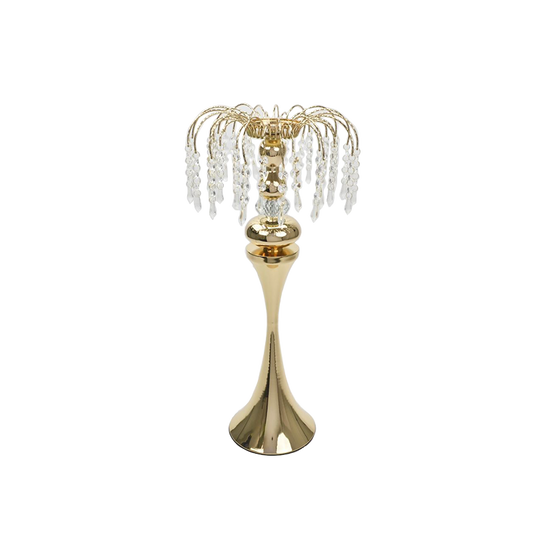 Gold Crystal Waterfall Candelabra - Large