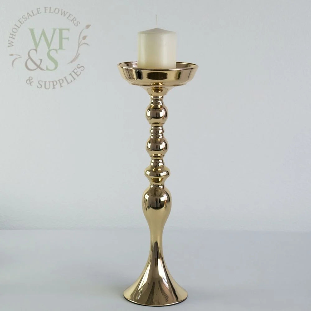 Gold and Silver Single Candlestick Metal Candle holders 18" Tall