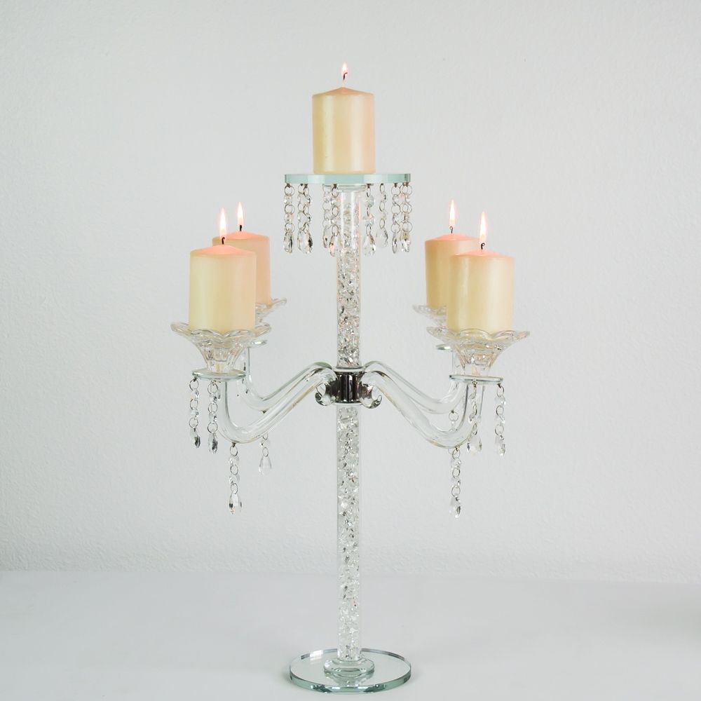 Glass Crystal Beaded Chandelier 24" Tall
