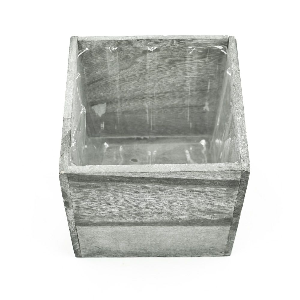 Wood Box Planter - Gray