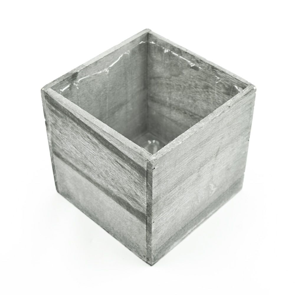 Wood Box Planter - Gray