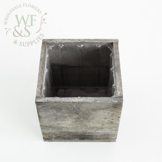 4.8" Wooden Planter Box Grey Brushed