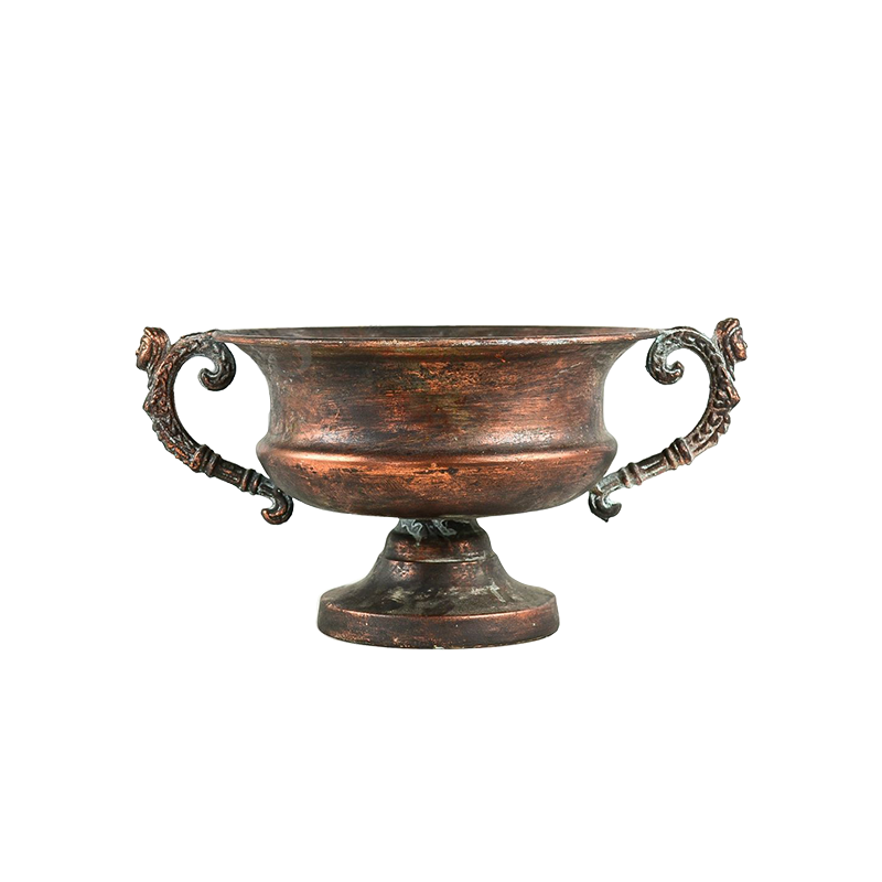 Copper Brushed Metal Footed Planter 6.5" Tall