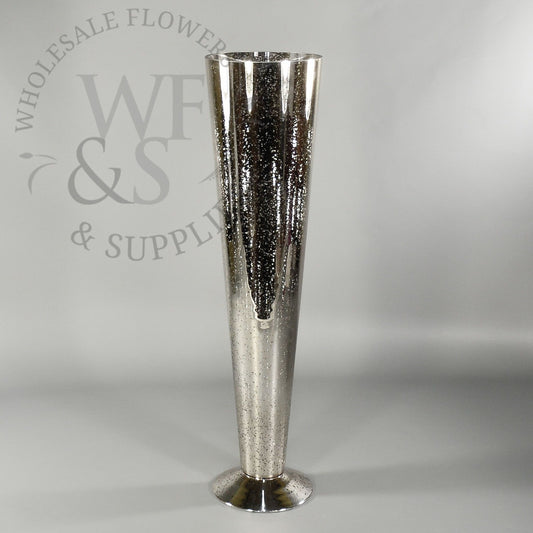 Silver Mercury Glass Pilsner Vase 19.75"