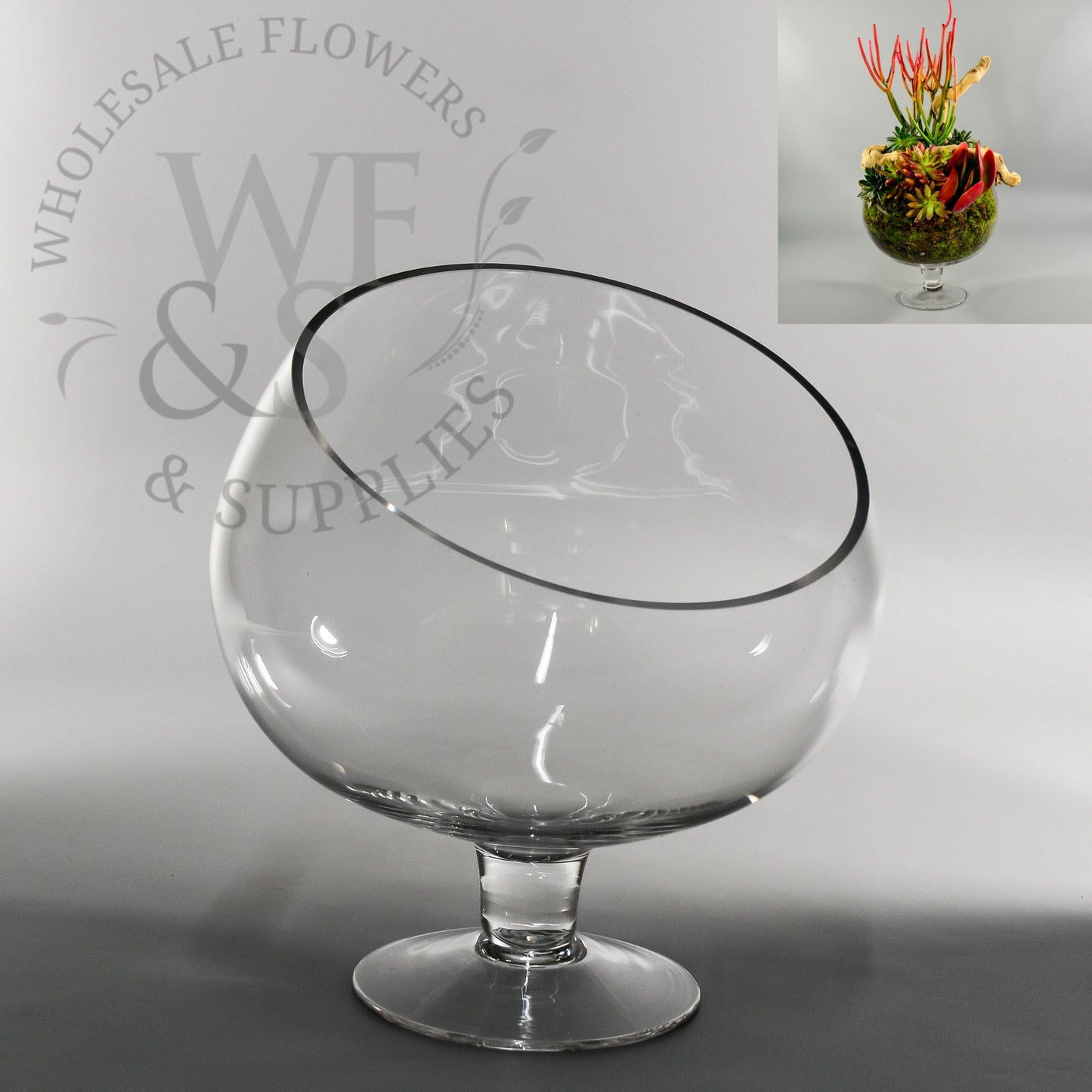 10" Tall Glass Bowl Vase on Stem