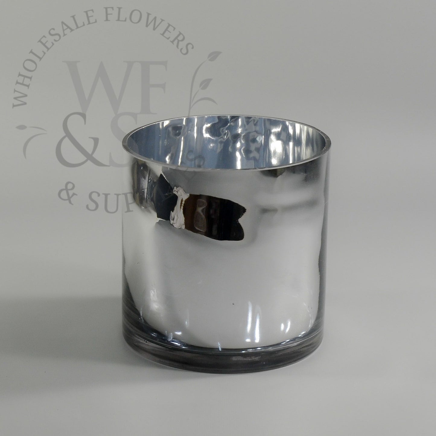 6" Glass Cylinder Vase - Silver