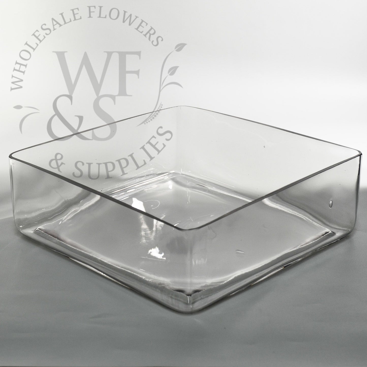 Low Glass Square Block Vases Dish Garden 4x12x12 - Discontinued