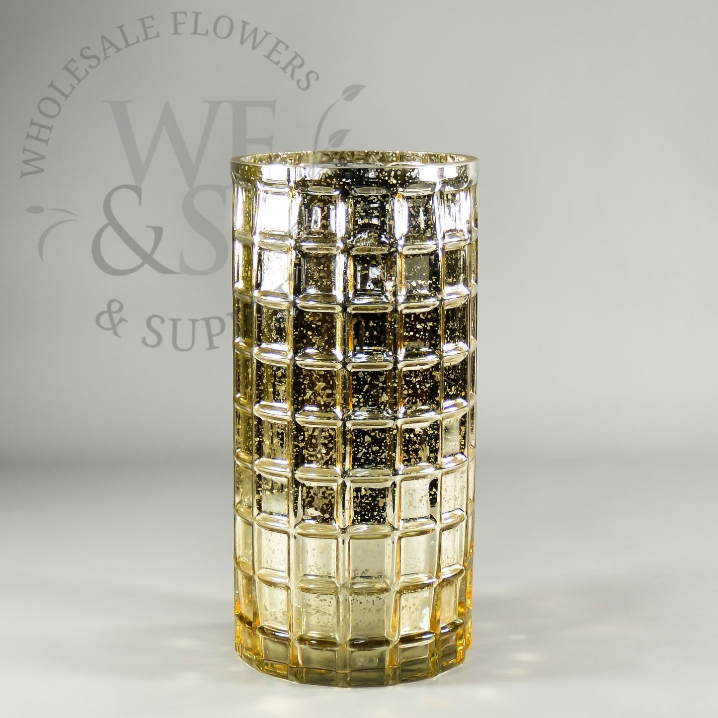 Mirrored Mosaic Glass Cylinder Vase 10" x 5"