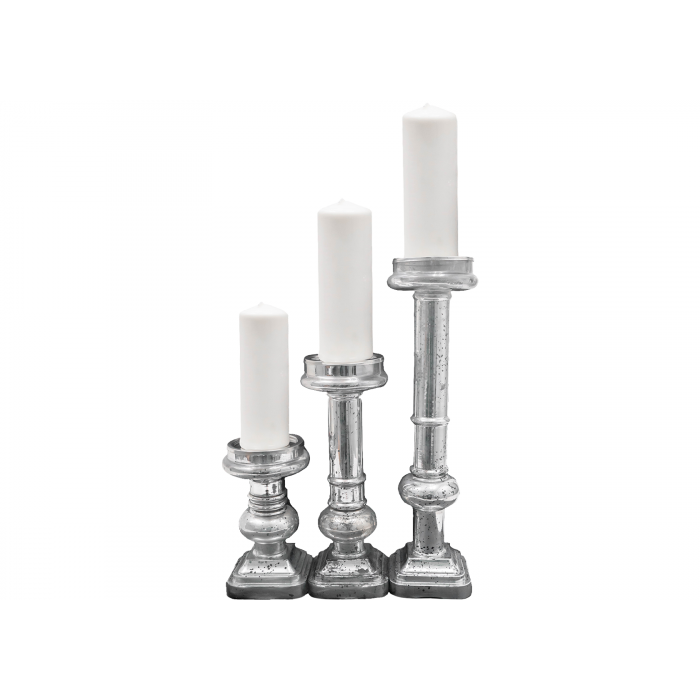 Mercury Glass Candle Holder Stand- 21"