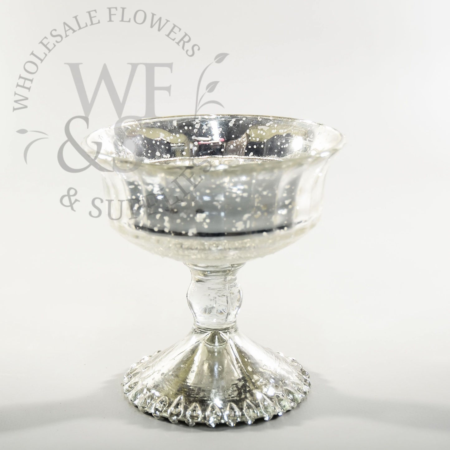 Silver Pedestal Vase 4.8" Mercury Glass