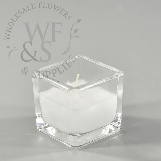 2" Square Filled Glass Votive Candle