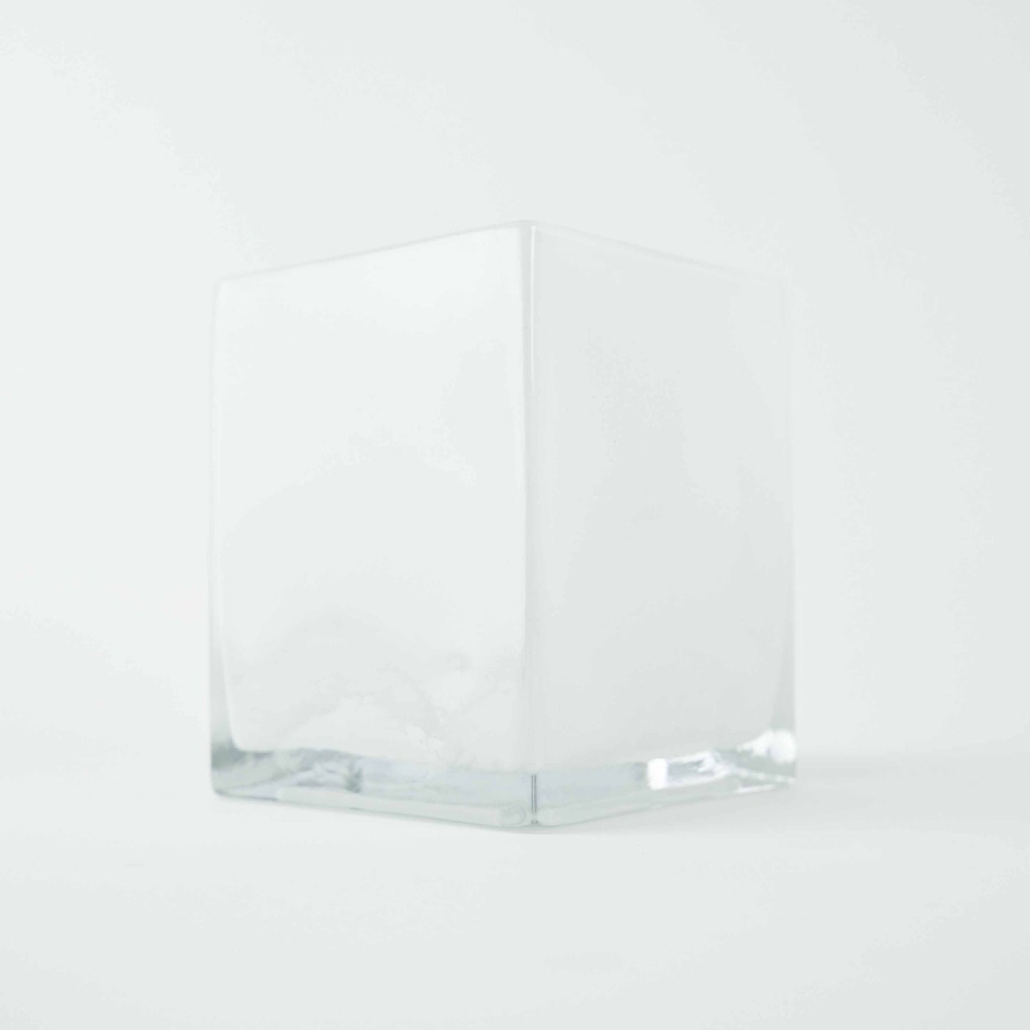 5" Glass Cube Vase in White